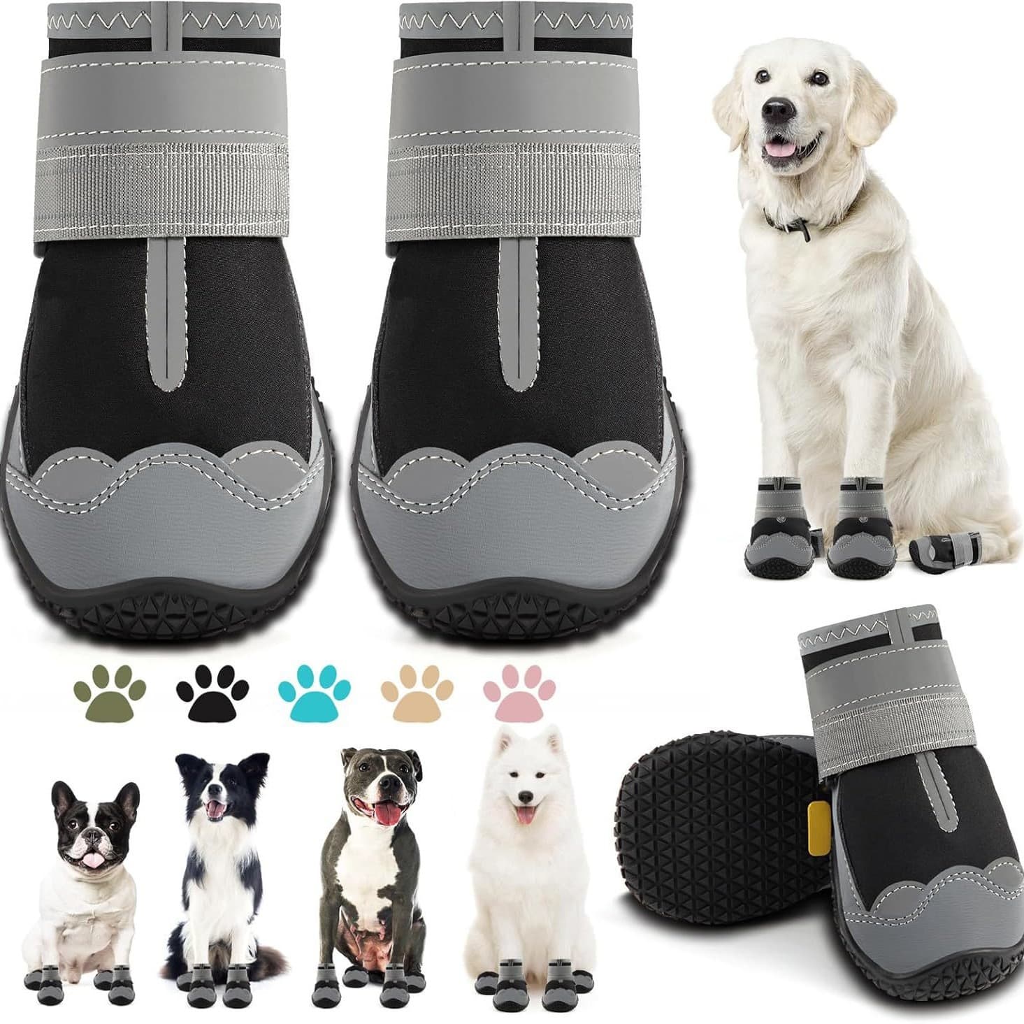 Waterproof Dog Shoes, Paw Protection Shoes, Outdoor Anti-Scalding Shoes for Hot Pavement, Winter Snow, Hiking Dog Boots