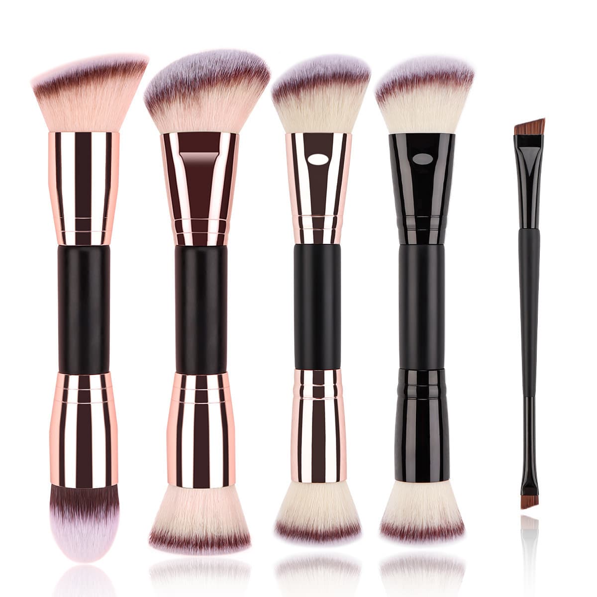 Cross-border HG Black Gold Dual-Ended Makeup Brush Long Handle Angled Foundation Brush Contour Brush Eyeshadow Brush Powder Brush Makeup Tools