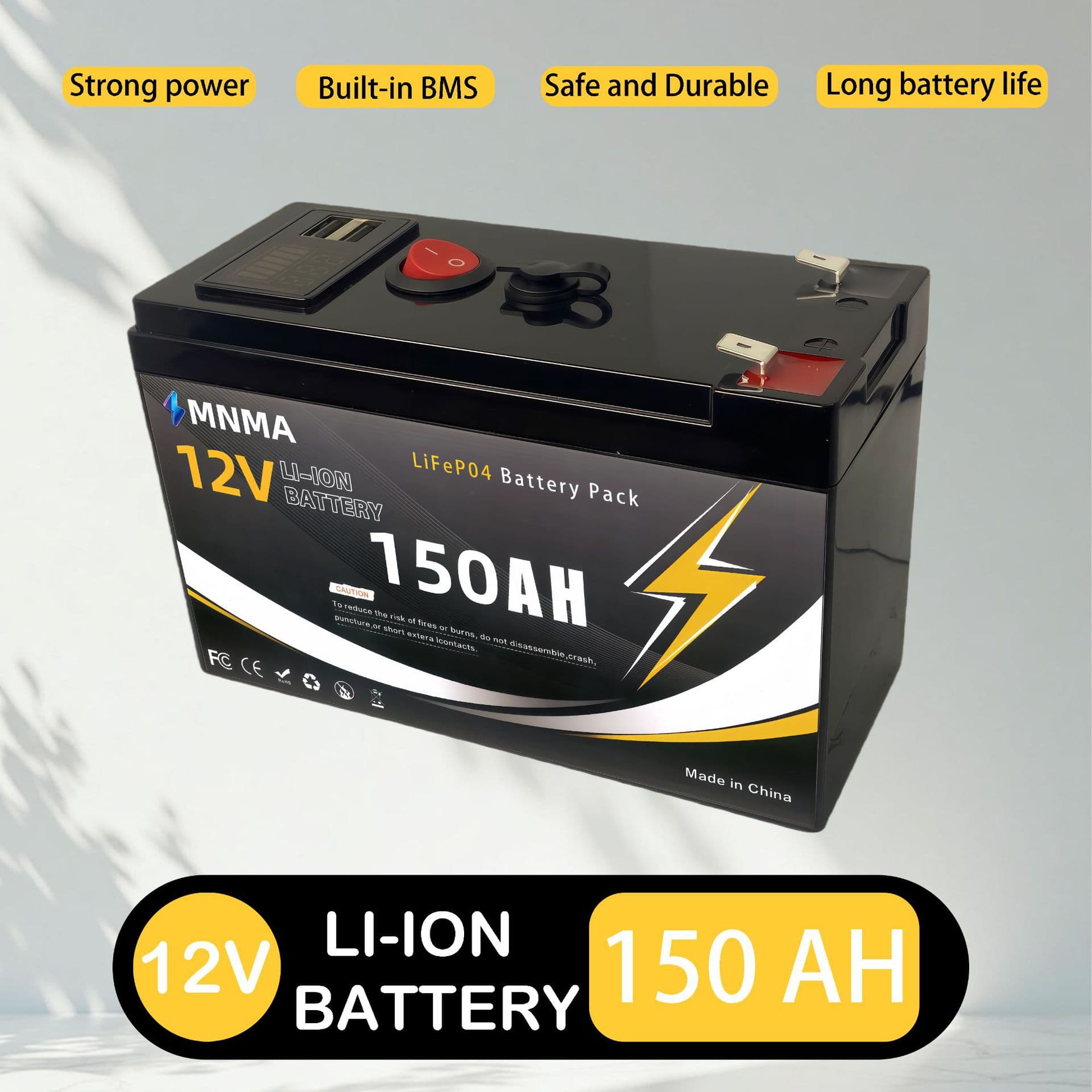 12V 150AH LiFePO4 Battery Storage RV Off-Grid System Solar Power LiFePO4 Cells