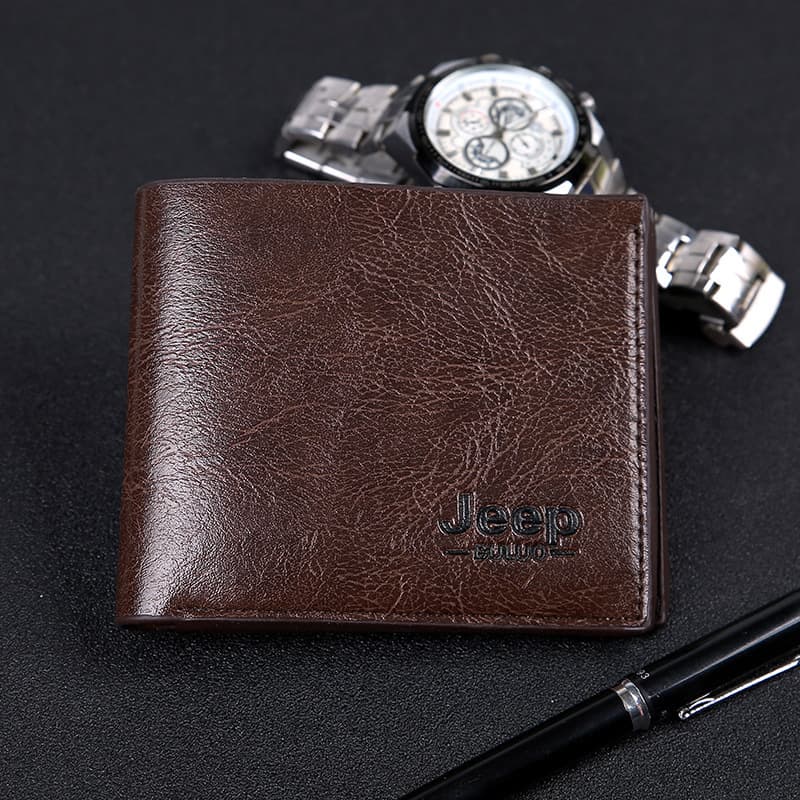 Men's Wallet Genuine Leather Bifold Wallet Classic Design RFID Blocking Slim Style Multiple Card Slots Coin Pocket