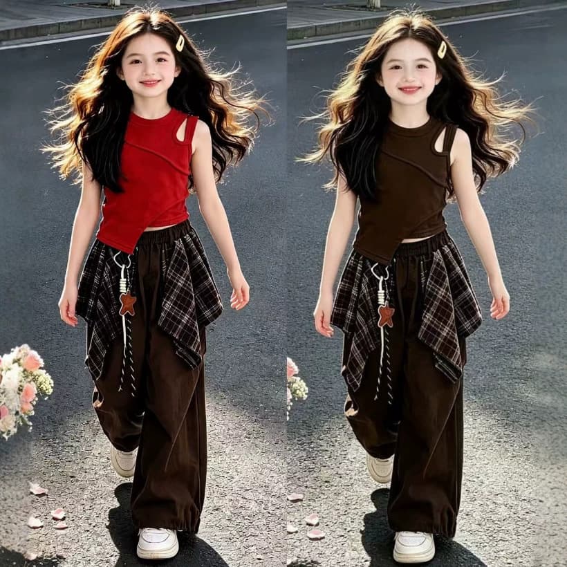 Girls Summer Set 2026 New Style, Kids Trendy Vest Summer Outfit, Korean Style Girls Set New Arrival High-End Look