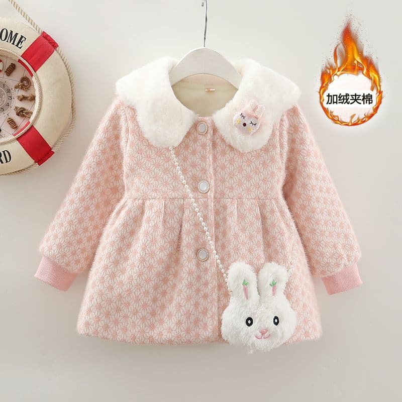 Children's Girl Cotton Coat Winter Clothing 2025 New Fashion Stylish Girl Baby Fleece Lined Thickened Warm Winter Wear