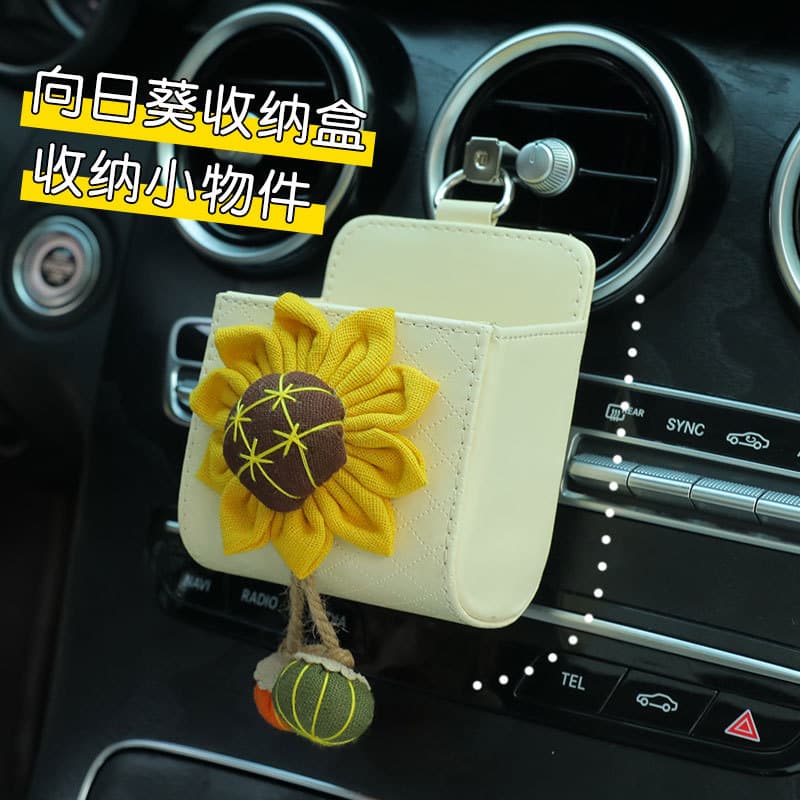 Car Storage Box, Sunflower Car Organizer, Storage Bag, Car Vent Organizer, Multifunctional Storage Container