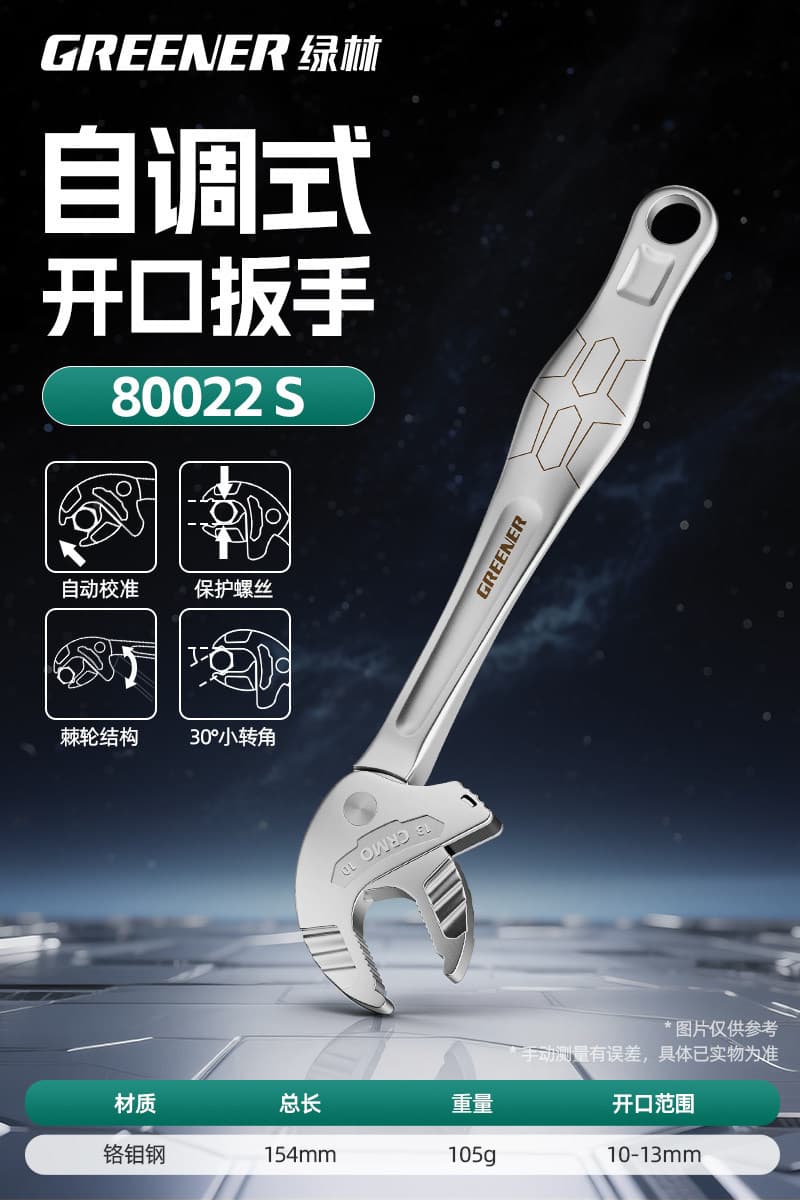 Green Forest Chrome Vanadium Steel Forged Adjustable Wrench 6 inch 8 inch 10 inch 12 inch Open End Wrench Universal Adjustable Wrench