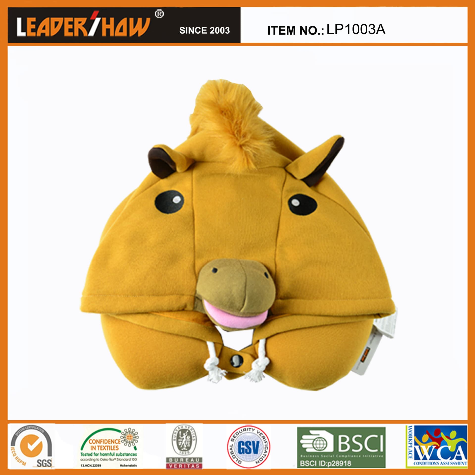 Cartoon Animal U-Shaped Pillow Hat with Hood, Cotton Neck Support Pillow for Cervical Spine, Nap, Travel, and Airplane Use