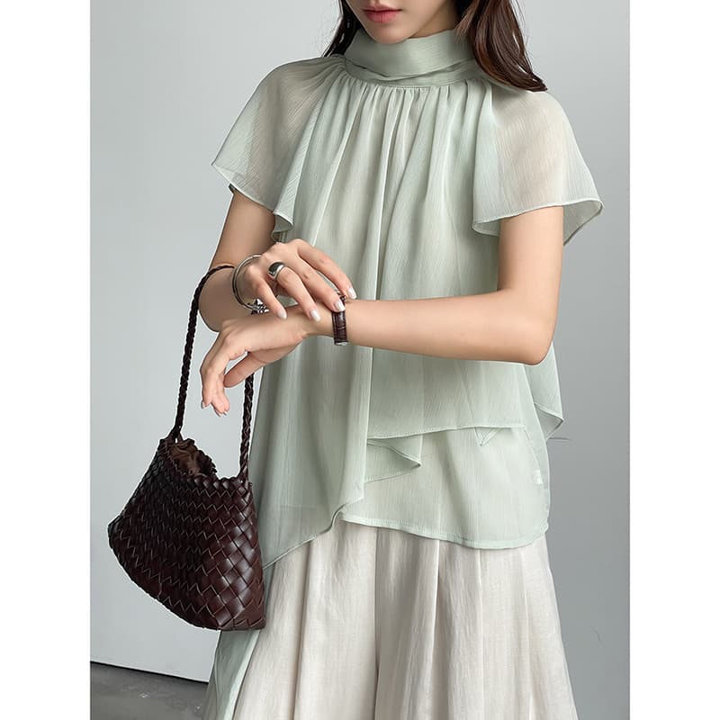 [Geming] Korean-style Design Tie-Dye Chiffon Blouse Summer New Shirt Top Drop Shipping CN380