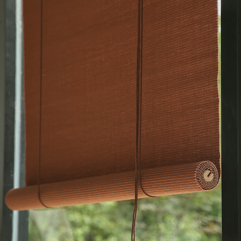 High blackout bamboo roller blinds for tea rooms, sunshade bamboo window blinds, hotel and guesthouse project renovations, new Chinese style roll-up bamboo blinds