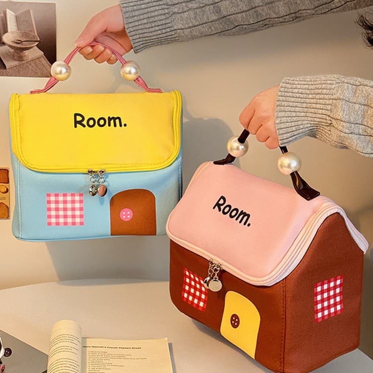 Dopamine Little House Cosmetic Bag Cosmetics Partition Organizing Bag Waterproof Portable Travel Storage Bag Wholesale Shipping