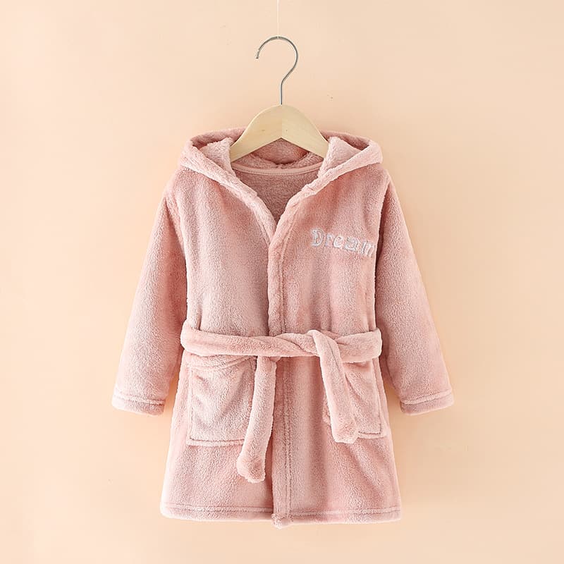 Autumn and Winter Kids Bathrobe Flannel Baby Girls Homewear Cute Boys Pajamas Toddler Coral Fleece Robe