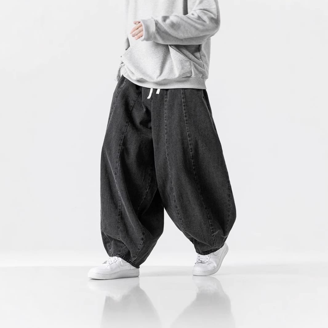 Men's Plus Size Jeans Japanese Loose Harem Straight Wide Leg Casual Pants American Style Denim Jeans for Men