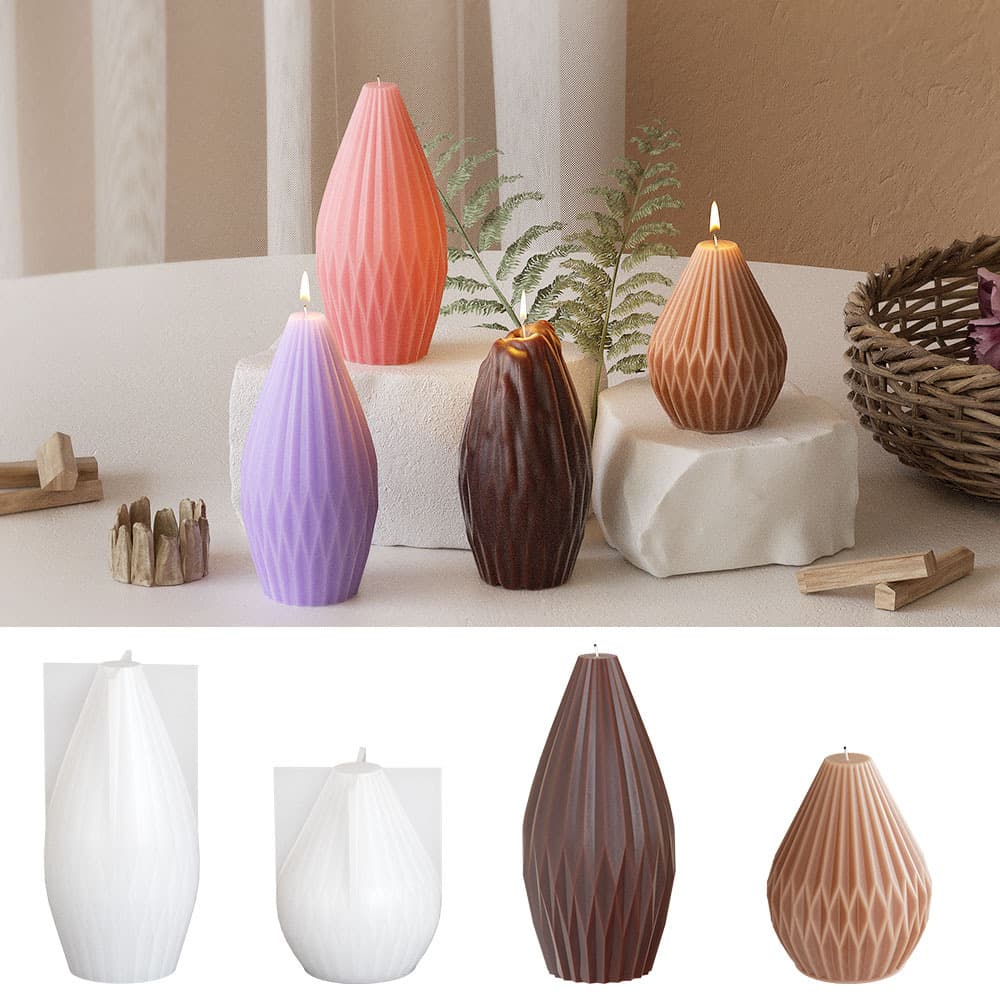 Geometric Pear-Shaped Candle Mold DIY Paper Folded Bottle-Shaped Aromatherapy Plaster Cone Mineral Scented Stone Candle Silicone Mold