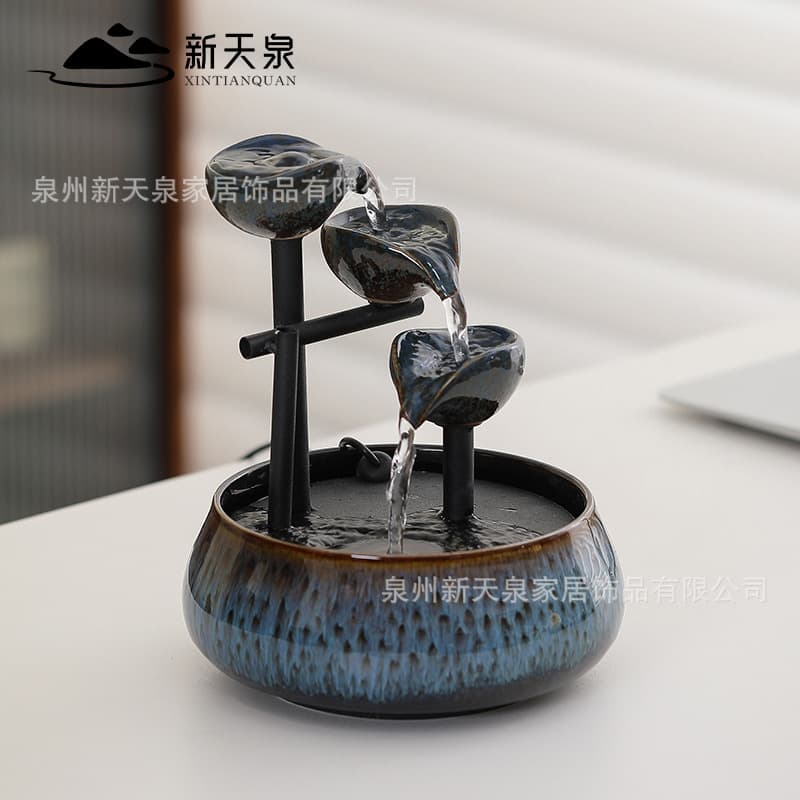 Xintianquan creative ceramic flowing water ornaments office living room desktop fortune decoration indoor circulating water fountain