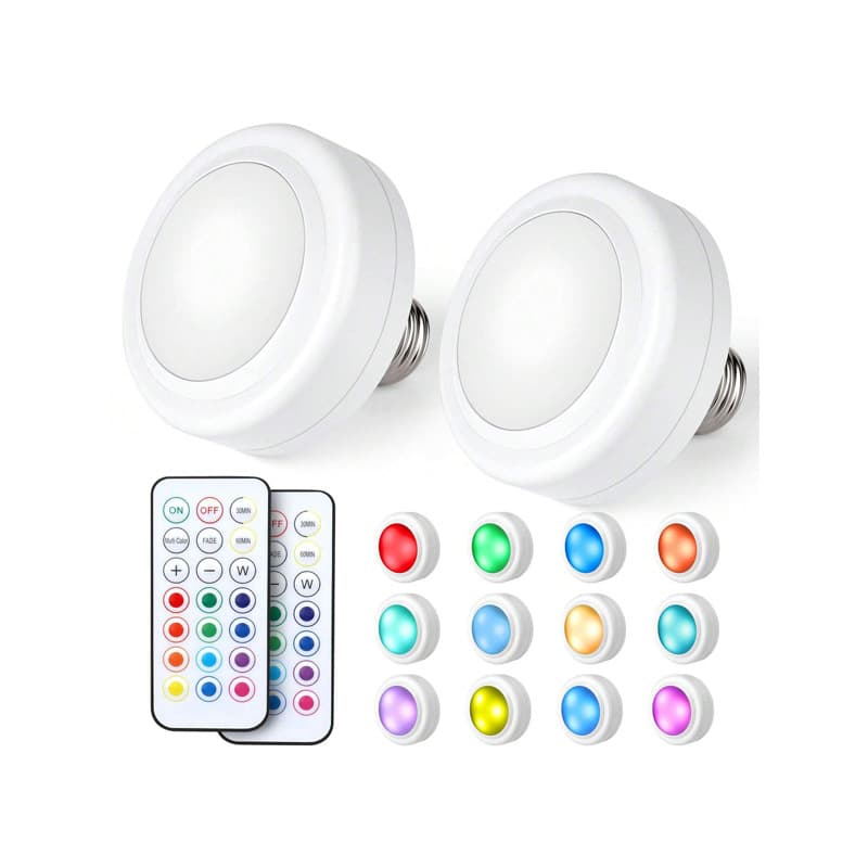 Cross-border 2-Pack 8cm Color Remote Control Bulb Wireless Dimmable Timer LED Bulb