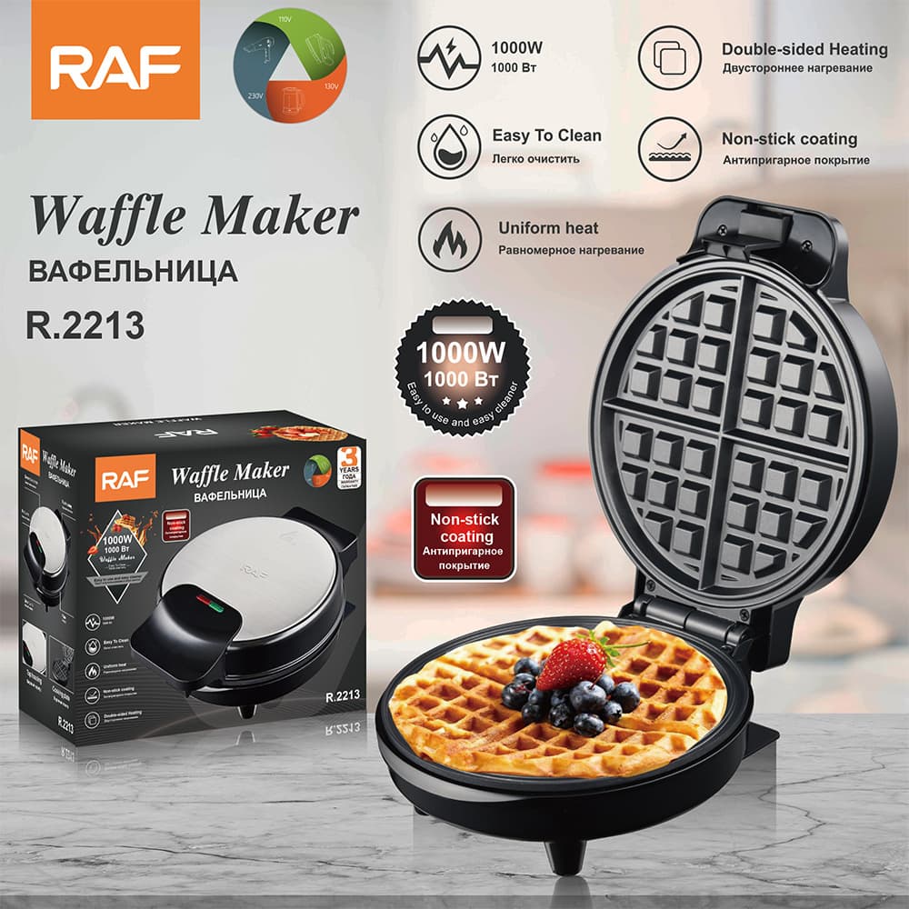 RAF European and American Cross-border Home Breakfast Maker Waffle Machine Automatic Mini Double-sided Heating Electric Baking Pan Light Meal Machine