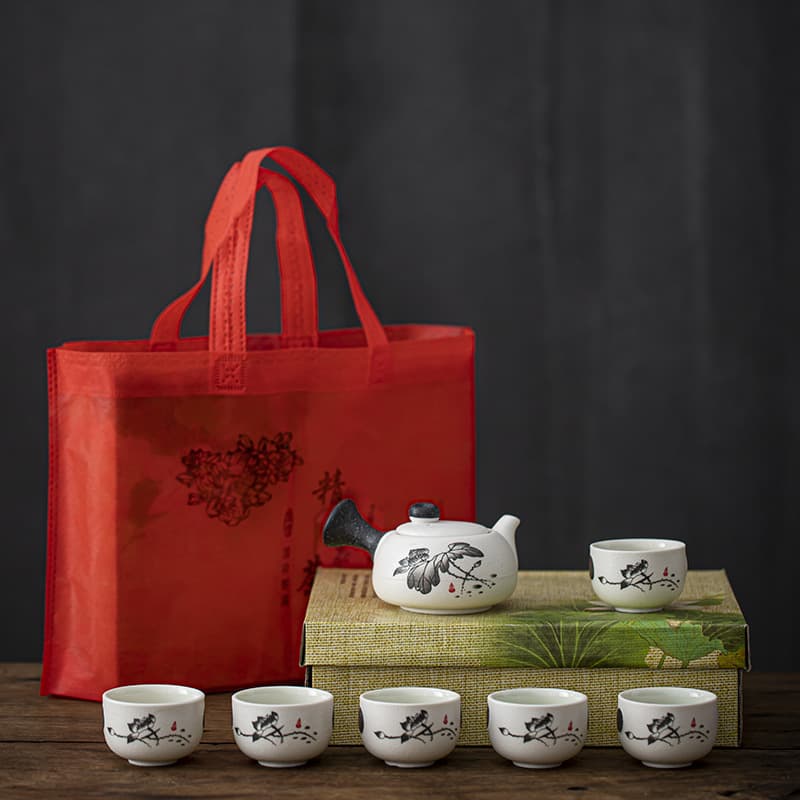 Complete Snow Glaze Tea Cup Set - Kung Fu Tea Ceramics, Dehua Wholesale Portable Creative Teapot Gift