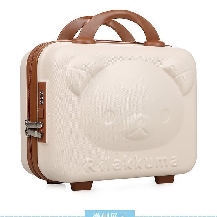Portable Minimalist Makeup Case Cute Bear Handbag 14-inch Compact Mini Cosmetic Bag Gift Box