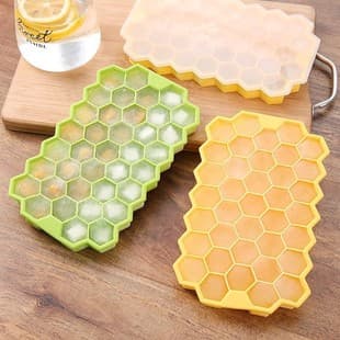 Honeycomb Ice Cube Tray DIY 37-Grid Popsicle Mold Silicone with Lid Ice Cube Mold Beehive Ice Maker Box