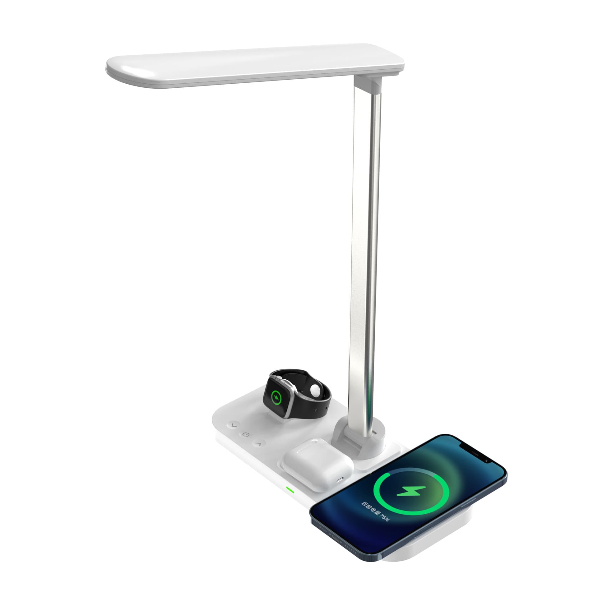Rotating Foldable 4-in-1 Desk Lamp Wireless Charger Multi-Function Wireless Charger for Earbuds and Watch