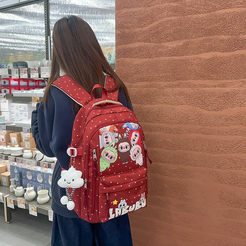 Labubu children's backpack, student schoolbag, junior high school student schoolbag, cute large capacity backpack, women's backpack