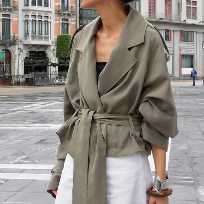 Autumn European and American High-End Sense Elegant Large Lapel Belted Coat Women Casual Style Trench Coat Cross-Border Women's Clothing