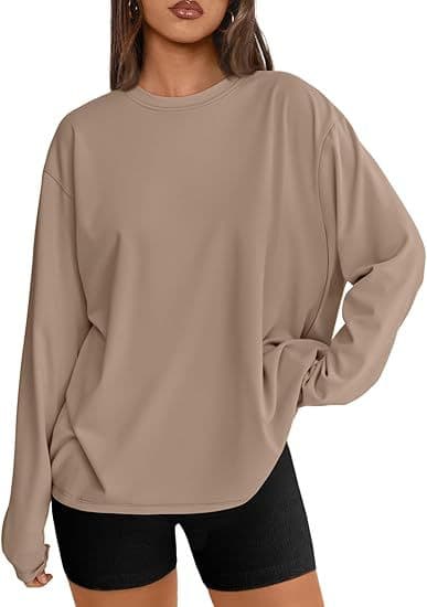 Fashion Queen Amazon Cross-Border Long-Sleeve Women's T-Shirt Fall/Winter Casual Basic, Solid Color Round Neck Loose T-Shirt