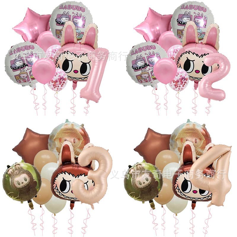 Bubble Matra Bubu Cartoon Balloon Festival Scene Layout First Birthday Party Digital Aluminum Film Balloon