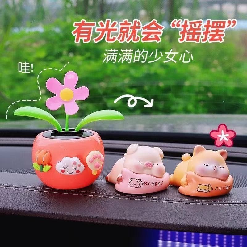 Trendy Creative Solar-Powered Nodding Flower Car Dashboard Decoration for Women