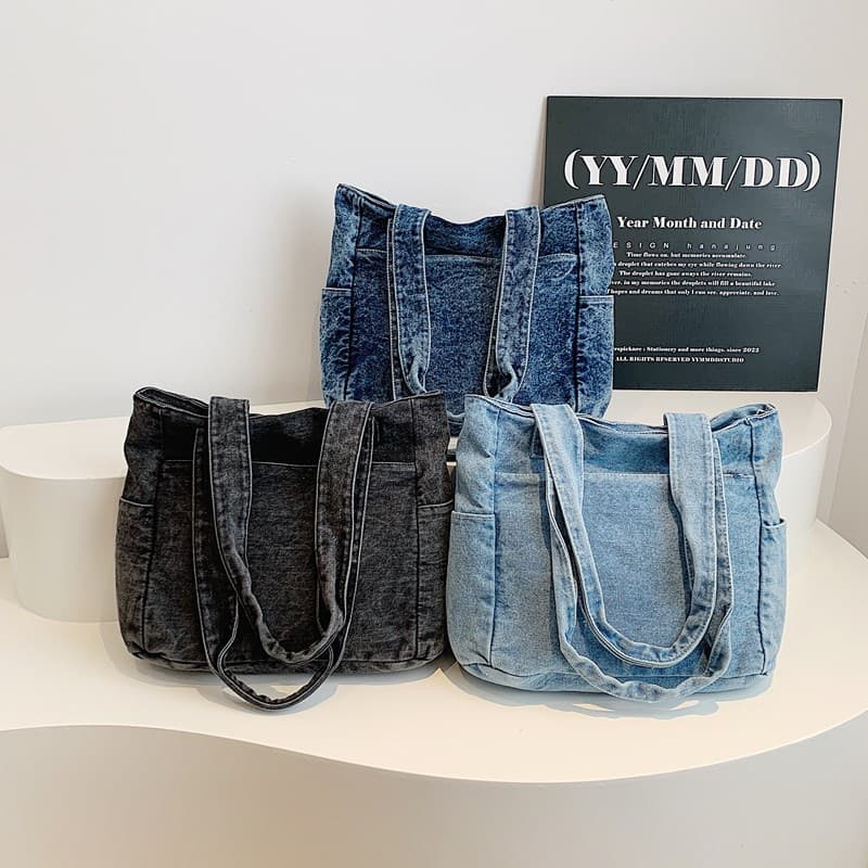 2025 Spring New Retro Denim Bag Large Capacity Women's Shoulder Handbag Tote Bag for Commute