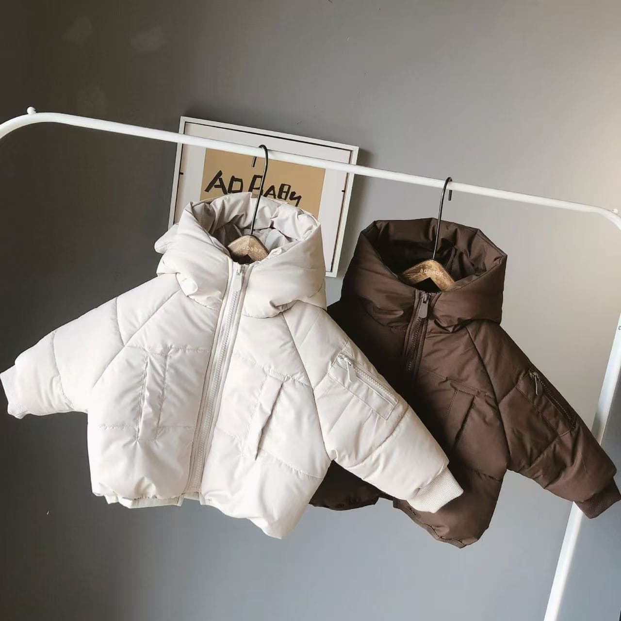 Girls' winter cotton-padded clothes, new Korean style children's clothes, baby girl hooded thickened warm cotton-padded jacket, fashionable bread suit
