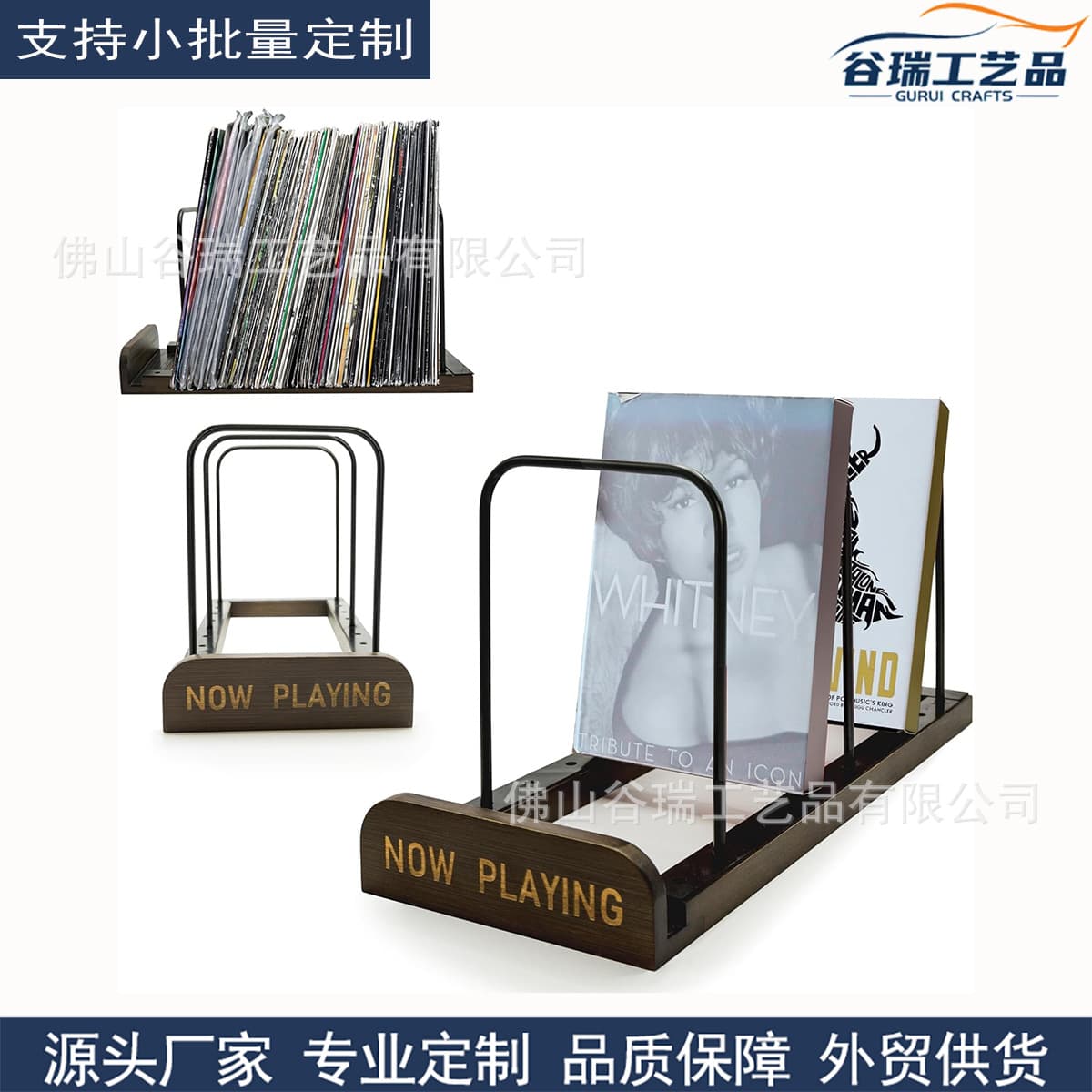 Desktop Vinyl Record Storage Stand Wooden Metal Vinyl Record Book Office File Organizer Shelf