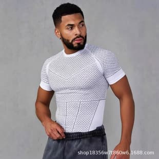 GYMSHARK Men's T-Shirt Muscle Workout Fitness Stretch Tight Top Outdoor Running Basketball Training Short Sleeve