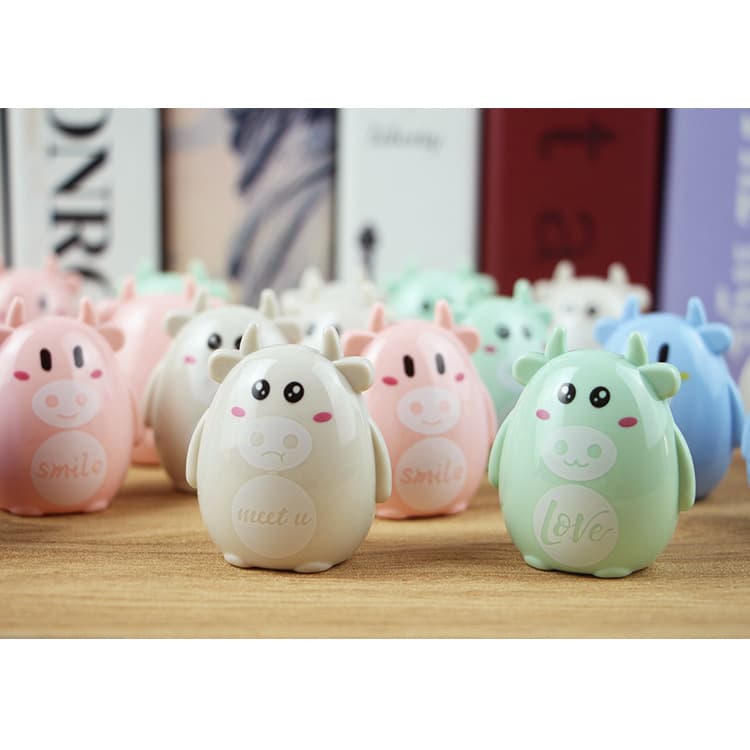 Cute Cartoon Animal Cow Pencil Sharpener - Hand-Crank Sharpener for Student Stationery, Children's Pencil Sharpener Wholesale