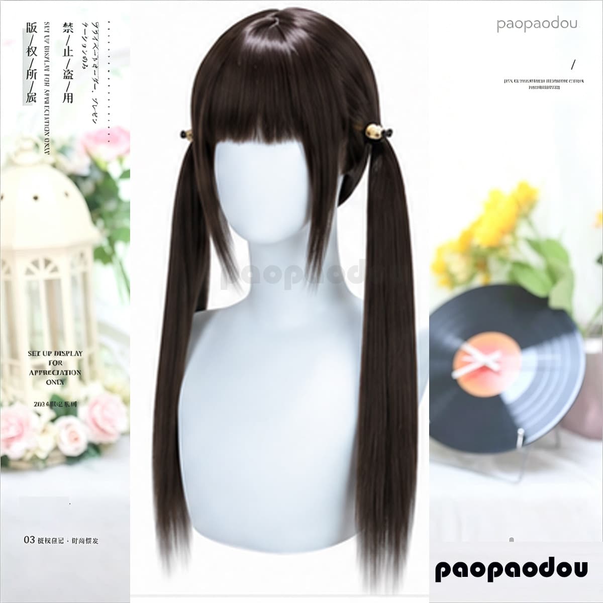 Women's Long Wig Full Cap Style Fashion New Air Bangs Realistic Hair Black Hanfu Medium Long Straight Hair