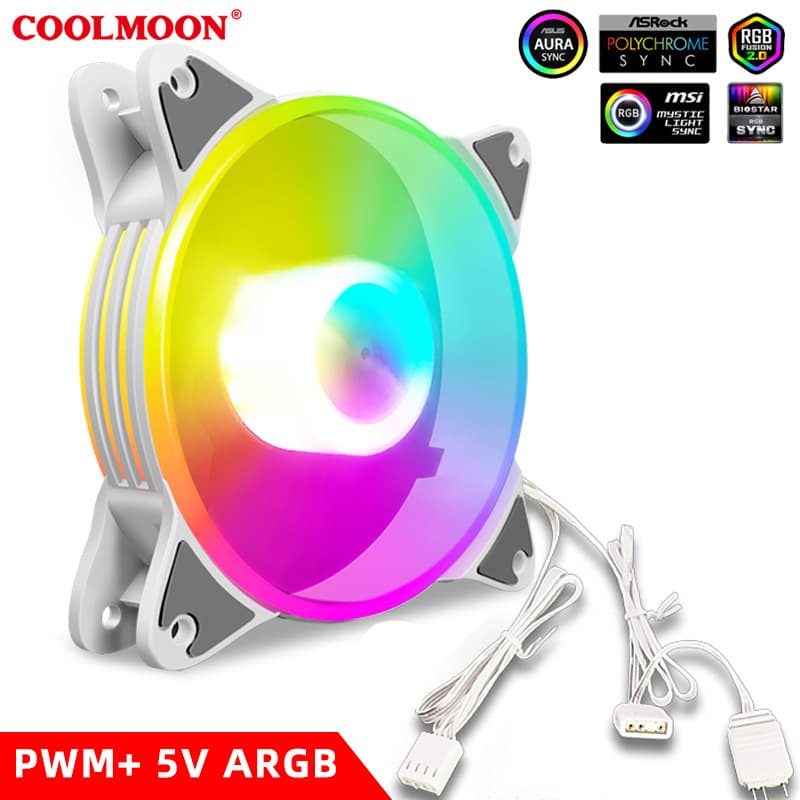 Moyue ARGB Fan 12cm PWM Temperature Control Desktop Computer 5V Sync Water Cooling CPU Case Cooling Fan