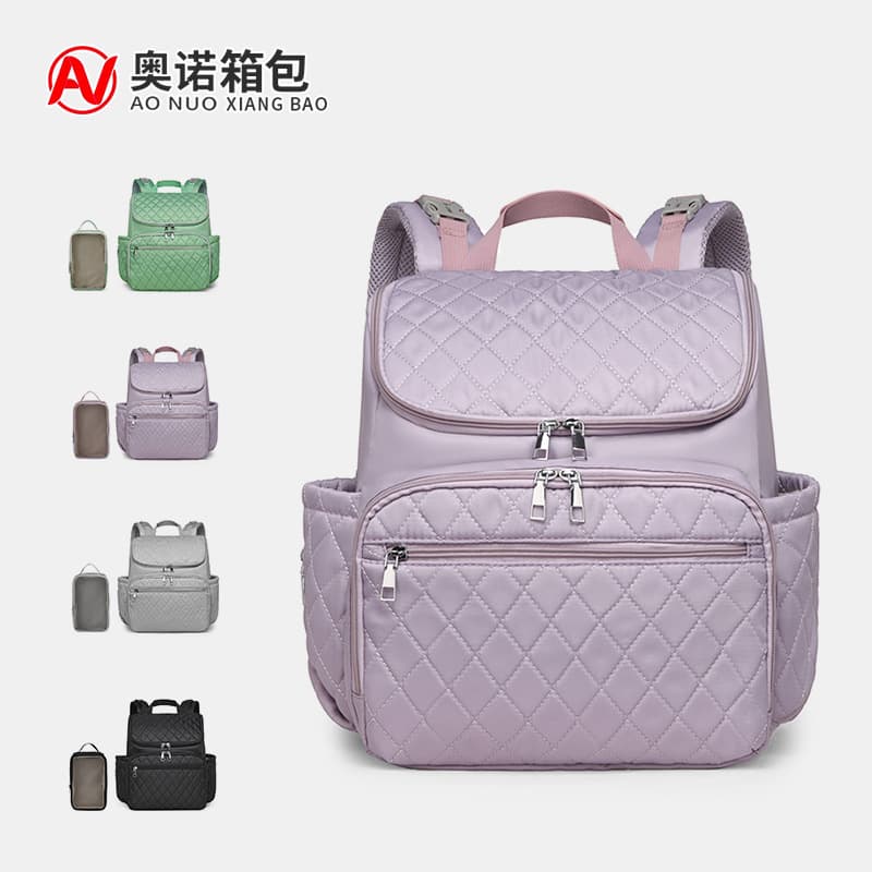 Three-Piece Mommy Backpack Embroidered Baby Car Hanging Bag Mother and Baby Bag Portable Diaper Changing Pad Storage Backpack