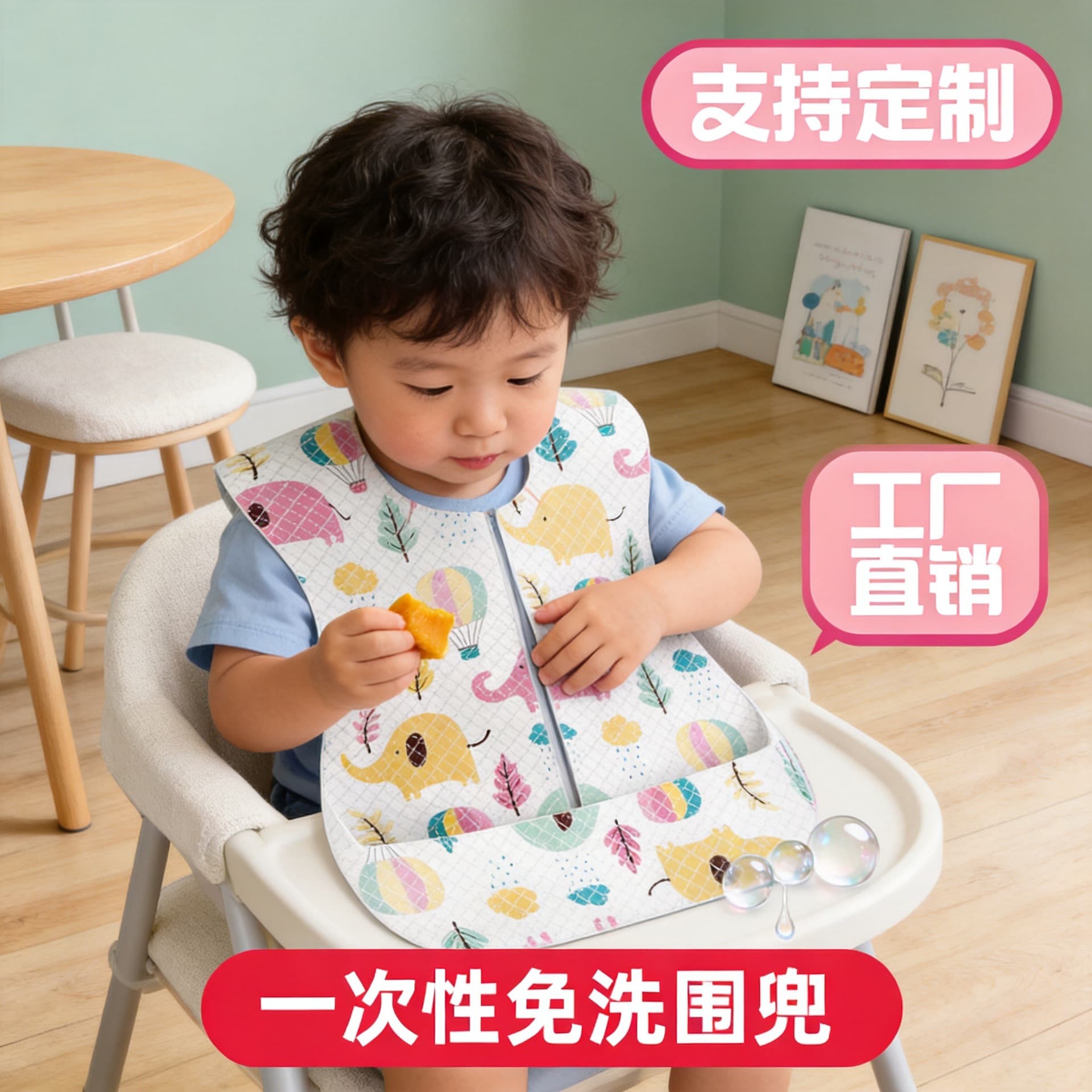 Disposable Bibs for Baby, Individually Wrapped, Kids Neck Bib for Feeding
