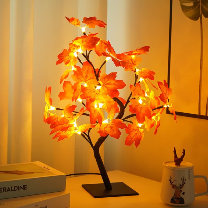 Cross-border Manufacturer Hot Selling USB Simulated Maple Leaf Tree Light Thanksgiving Room Decoration Light LED Colorful String Light Flashing Light