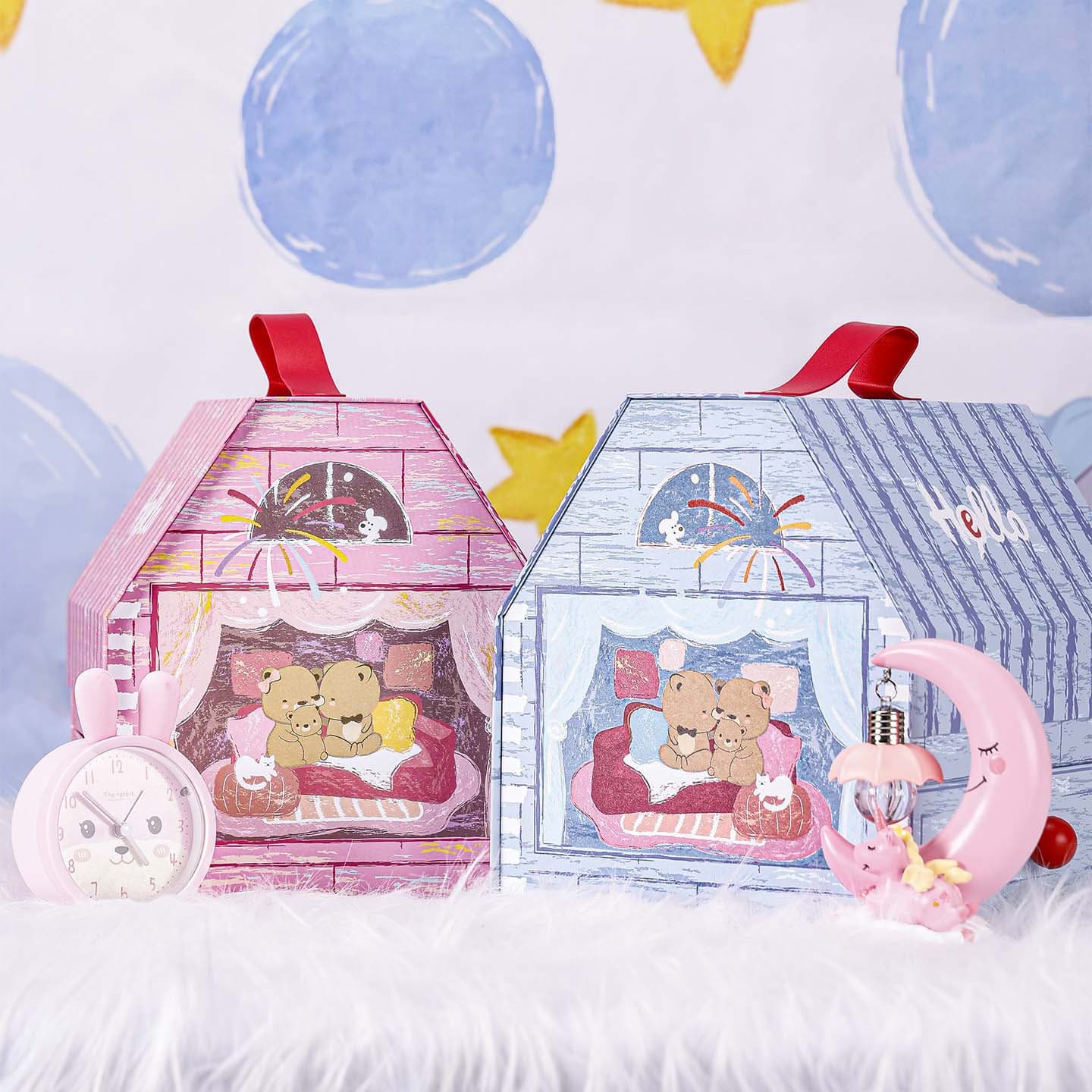 Little House Creative Gift Box Double-Layer Gift Box Leather Handle Gift Box Children's Day Kindergarten Souvenir Gift Empty Box