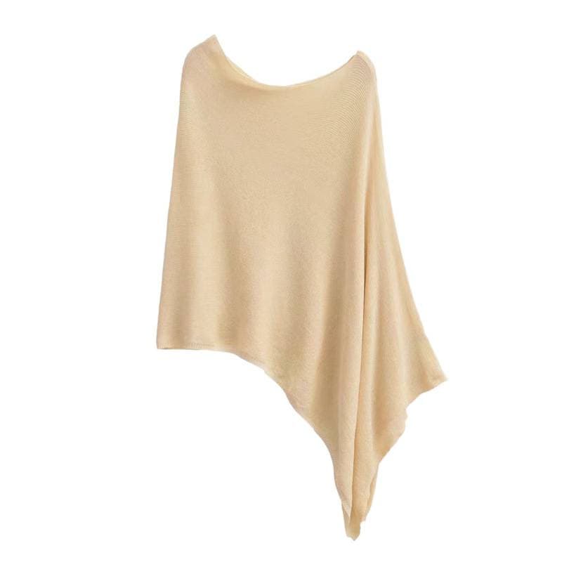 Irregular Cape Shawl Sun Protection Cardigan for Women, Spring Summer Loose Casual Thin Ice Silk Knit Top