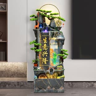 Fortune and Wealth Rockery Waterfall Fountain Humidifier Water Circulation Fish Tank Living Room Hallway Flowing Water Ornament Housewarming Business Opening Gift
