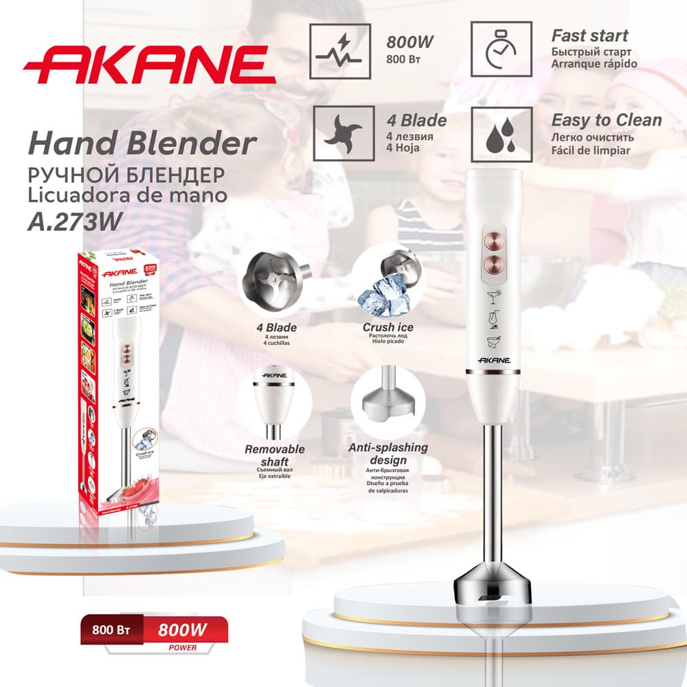 AKANE Cross-Border EU Standard Portable Home Kitchen Blender Handheld Electric Stainless Steel Immersion Blender