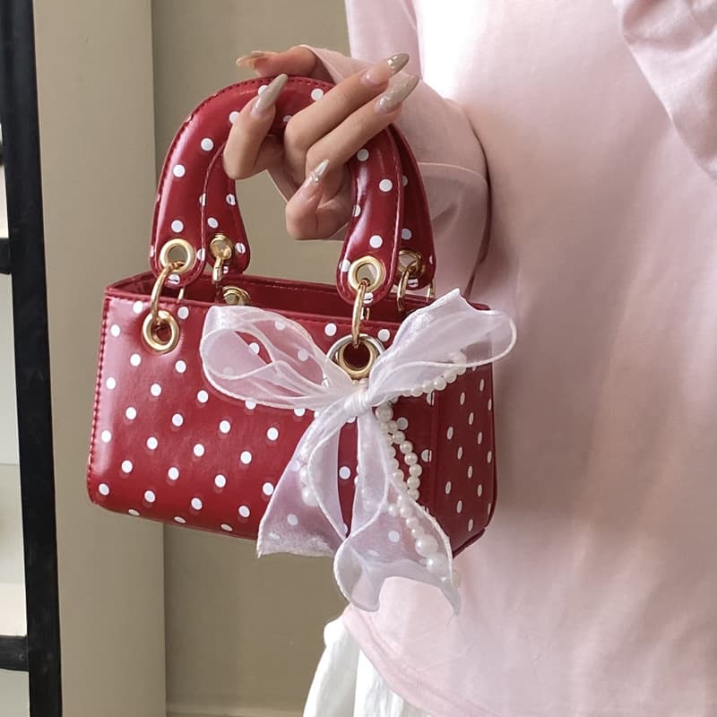 Polka Dot Handbag for Women 2026 New Trend Spring Summer Fashionable High-End Shoulder Bag Crossbody Small Square Bag