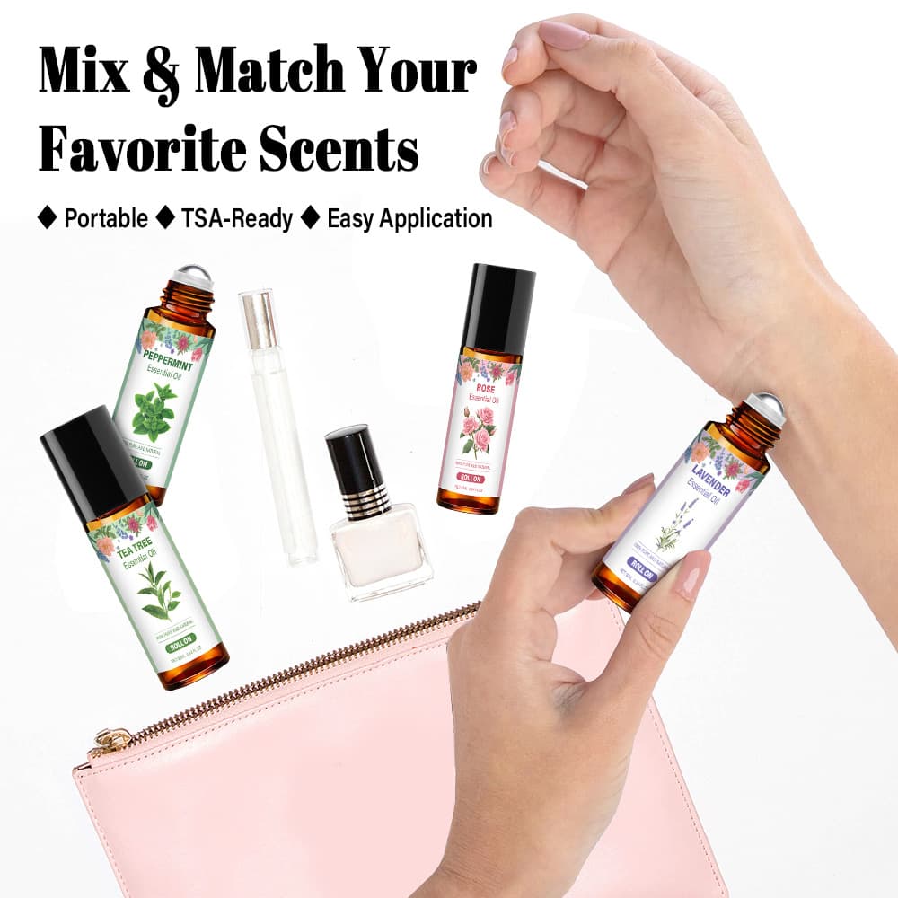 Cross-border hot-selling roller essential oil sets, portable body fragrance oils, long-lasting flameless aroma wholesale from source factory.