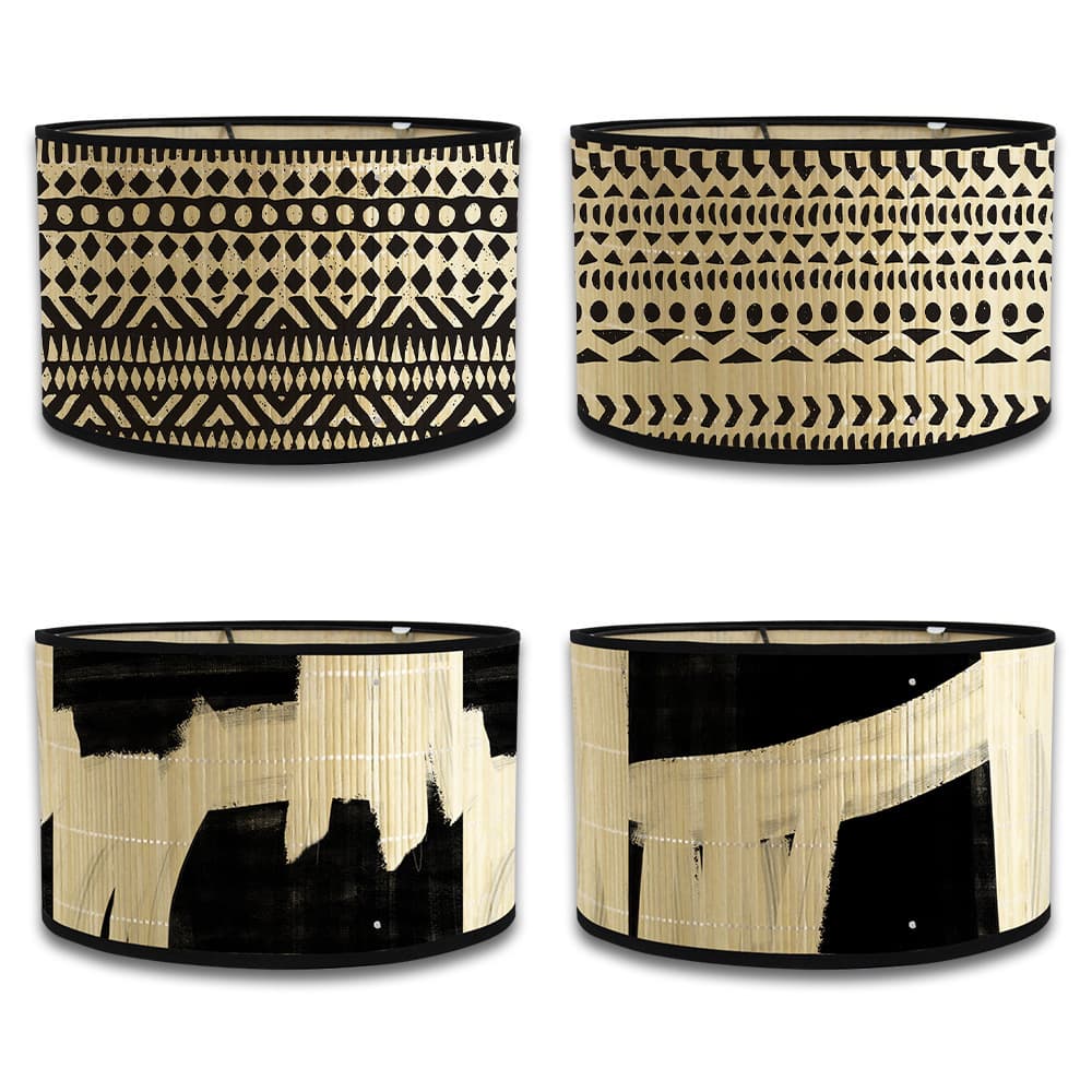 Table lamp lampshade E27 lamp accessories geometric print bamboo lampshade living room chandelier bedroom bedside lamp shade