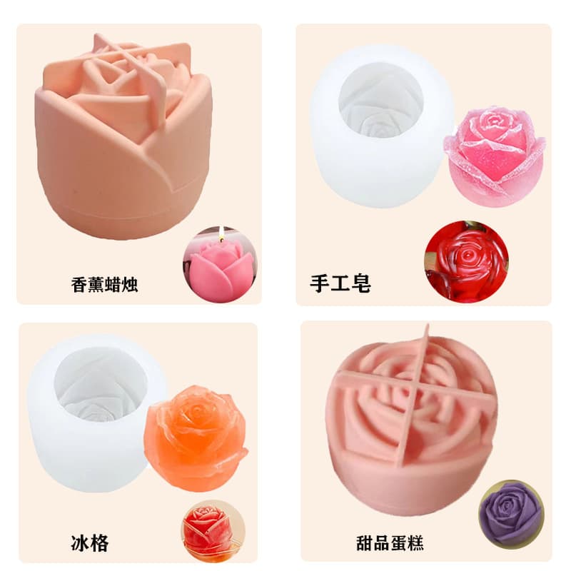 Silicone Single Rose Ice Cube Mold, Aromatherapy Candle Dessert Cake Mold, DIY Soap Mousse Chocolate Mold