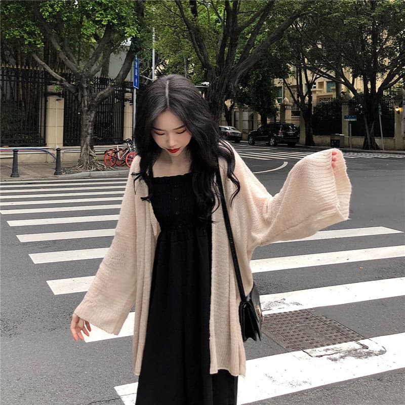 Internet celebrity's very fairy sweater jacket thin spring dress women's lazy style mohair knitted cardigan