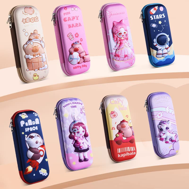 Capybara Cartoon Pencil Case for Boys and Girls, Waterproof, Drop-Proof, 3D Large Capacity Pencil Bag, Cross-Border