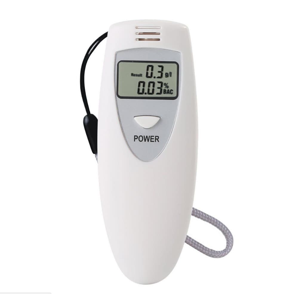 Single Screen White Portable Alcohol Tester Breathalyzer Alcohol Concentration Detector
