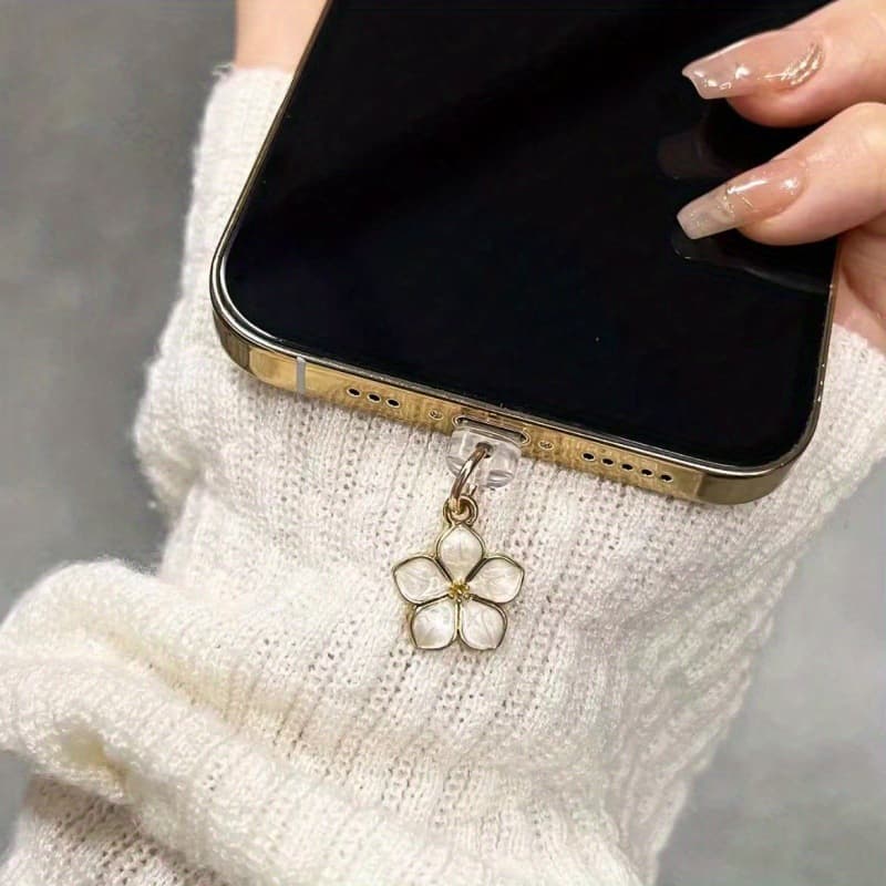 Simple flower phone dust plug for iPhone/Type-C/Android ports