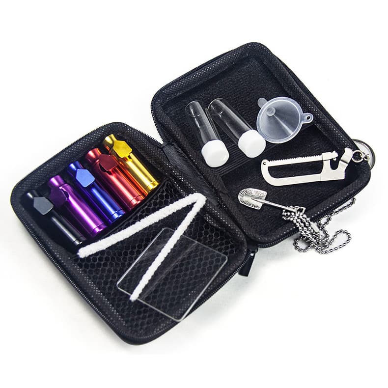 Cross-border new product portable mini snuff bottle and pipe combination set with medicine spoon storage bottle multi-functional tool kit